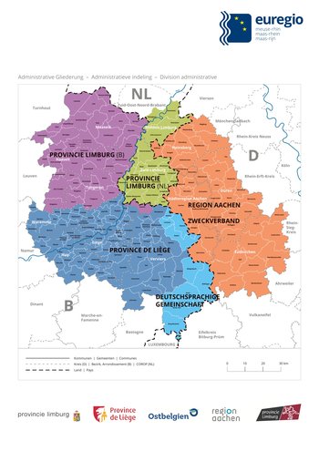 Regionen in Belgien, Deutschland und den Niederlanden, die zur Euregio gehören